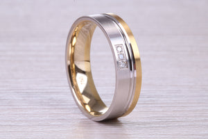 Diamond set Matching Bridal His and Hers 18ct White and Yellow Gold Wedding Bands