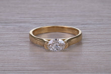 Load image into Gallery viewer, Half carat Oval cut Certified Natural Diamond set 18ct Yellow Gold Solitaire