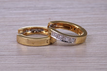Load image into Gallery viewer, 13mm Round Diamond set 18ct Yellow Gold Hoop Earrings