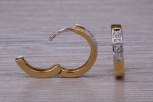 Load image into Gallery viewer, 13mm Round Diamond set 18ct Yellow Gold Hoop Earrings