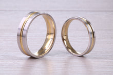 Load image into Gallery viewer, Matching Bridal His and Hers 18ct White and Yellow Gold Wedding Band