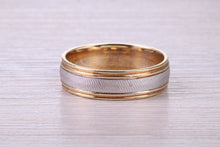 Load image into Gallery viewer, 6 mm Wide Two Tone White and Yellow Gold Wedding Band