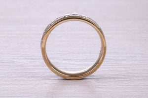6 mm Wide Two Tone White and Yellow Gold Wedding Band