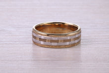 Load image into Gallery viewer, 6 mm Wide Two Tone White and Yellow Gold Wedding Band