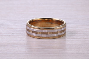 6 mm Wide Two Tone White and Yellow Gold Wedding Band