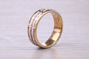 6 mm Wide Two Tone White and Yellow Gold Wedding Band