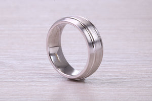 6 mm Wide Patterned White Gold Band