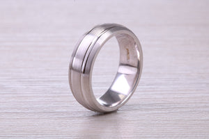 6 mm Wide Patterned White Gold Band