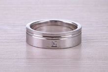 Load image into Gallery viewer, Chunky 6 mm Wide Gents Diamond set White Gold Band