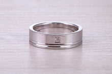 Load image into Gallery viewer, Chunky 6 mm Wide Gents Diamond set White Gold Band