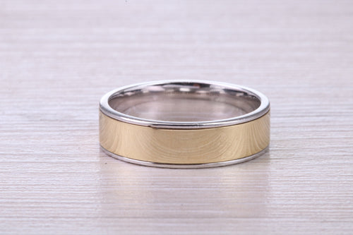 Gents Solid Two Tone Gold 6 mm wide Band