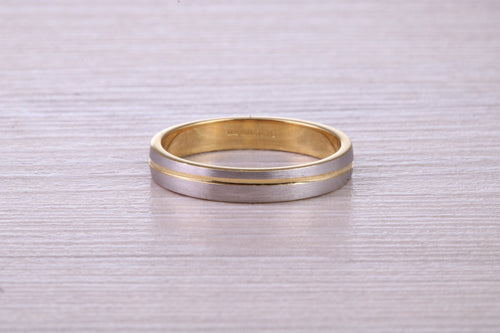 3 mm Wide Two Tone 18ct White and Yellow Gold Wedding Band