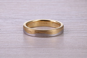 4 mm Wide Two Tone 18ct White and Yellow Gold Wedding Band
