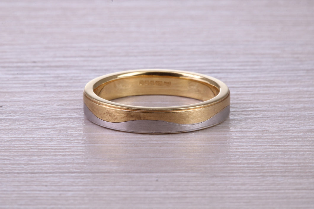 4 mm Wide Two Tone 18ct White and Yellow Gold Wedding Band