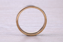 Load image into Gallery viewer, 5 mm Wide Yellow and White Gold Patterned Wedding Band