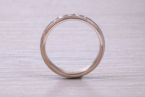 4 mm Wide Yellow and White Gold Patterned Wedding Band