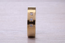 Load image into Gallery viewer, 6 mm wide Diamond set Yellow Gold Unisex Band