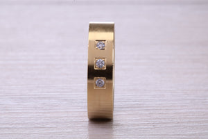 6 mm wide Diamond set Yellow Gold Unisex Band