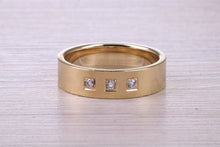 Load image into Gallery viewer, 6 mm wide Diamond set Yellow Gold Unisex Band