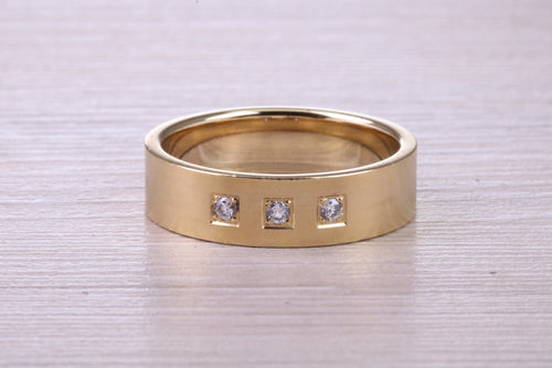 6 mm wide Diamond set Yellow Gold Unisex Band
