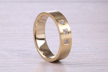 Load image into Gallery viewer, 6 mm wide Diamond set Yellow Gold Unisex Band