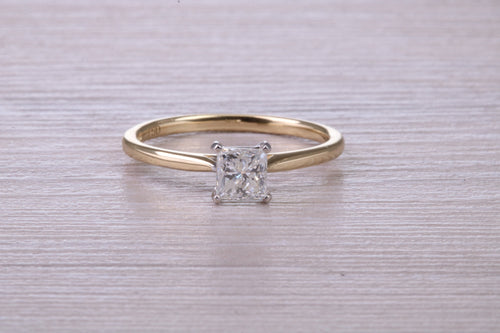 0.61ct Square Princess Cut Diamond set in this Classic 18ct Yellow Gold Solitaire