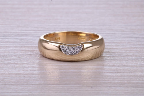 Chunky Diamond set 18ct Yellow Gold 5.50 mm Wide Ring