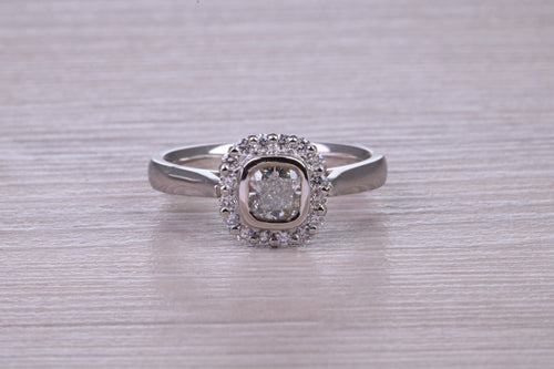 Cushion cut Diamond Halo set Platinum Ring