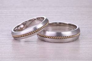 Matching Bridal His and Hers 18ct White and Yellow Gold Wedding Band