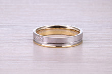 Load image into Gallery viewer, Diamond set 18ct White and Yellow Gold 4mm Wide Wedding Band