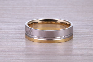 Diamond set 18ct White and Yellow Gold 6mm Wide Wedding Band