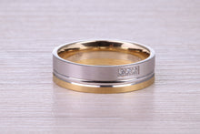 Load image into Gallery viewer, Diamond set 18ct White and Yellow Gold 6mm Wide Wedding Band