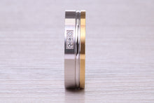 Load image into Gallery viewer, Diamond set 18ct White and Yellow Gold 6mm Wide Wedding Band