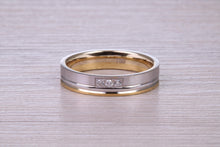 Load image into Gallery viewer, Diamond set Matching Bridal His and Hers 18ct White and Yellow Gold Wedding Bands