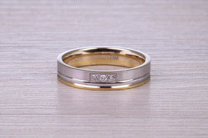 Diamond set Matching Bridal His and Hers 18ct White and Yellow Gold Wedding Bands