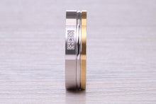 Load image into Gallery viewer, Diamond set Matching Bridal His and Hers 18ct White and Yellow Gold Wedding Bands