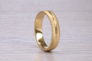 Bridal set His and Hers 18ct Yellow Gold Patterned Wedding Bands