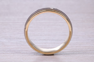 6 mm Wide Spinning Yellow and White Gold Patterned Wedding Band