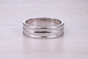 Bridal Set His and Hers White Gold Patterned Wedding Bands