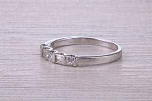 Half carat Baguette and Square Princess cut Diamond set 18ct White Gold Eternity Ring