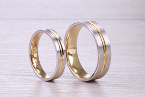 Matching Bridal His and Hers 18ct White and Yellow Gold Wedding Band