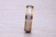 Load image into Gallery viewer, 6 mm Wide Two Tone White and Yellow Gold Wedding Band