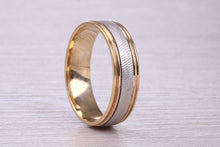 Load image into Gallery viewer, 6 mm Wide Two Tone White and Yellow Gold Wedding Band