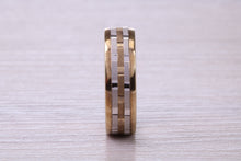 Load image into Gallery viewer, 6 mm Wide Two Tone White and Yellow Gold Wedding Band