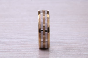 6 mm Wide Two Tone White and Yellow Gold Wedding Band