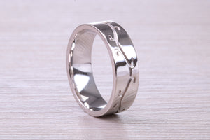 6 mm Wide Machine Patterned White Gold Band