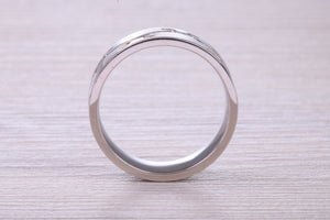 6 mm Wide Machine Patterned White Gold Band