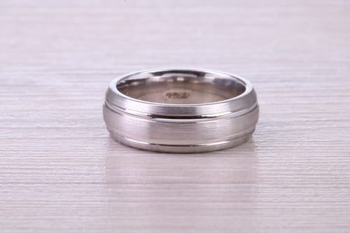 6 mm Wide Patterned White Gold Band