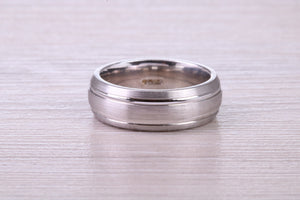 6 mm Wide Patterned White Gold Band