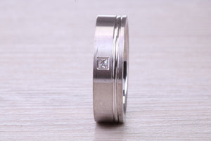 Chunky 6 mm Wide Gents Diamond set White Gold Band
